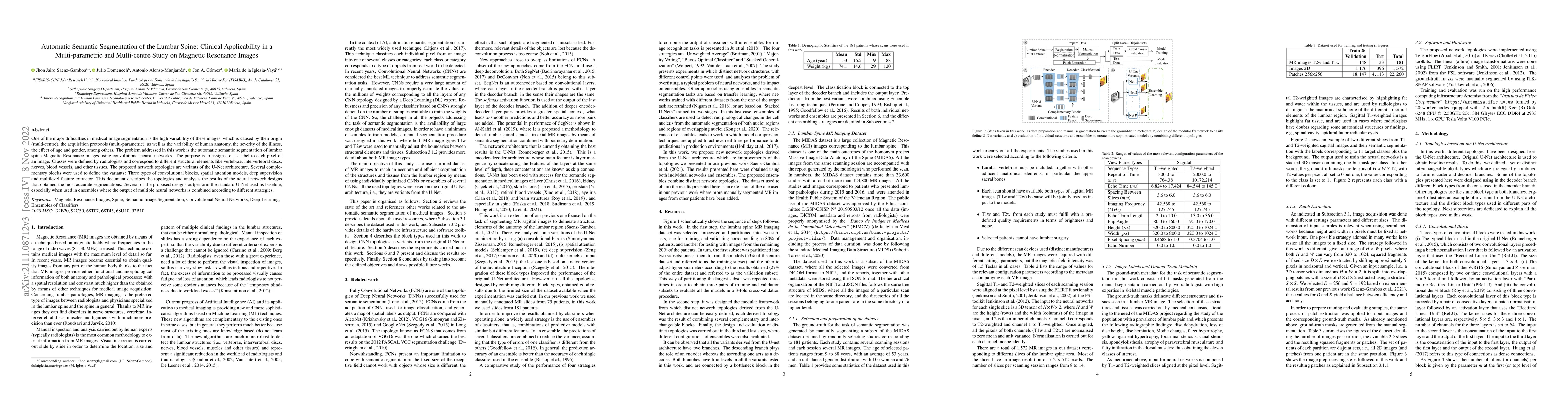 Thumbnail for Automatic Semantic Segmentation of the Lumbar Spine: Clinical
  Applicability in a Multi-parametric and Multi-centre Study on Magnetic
  Resonance Images