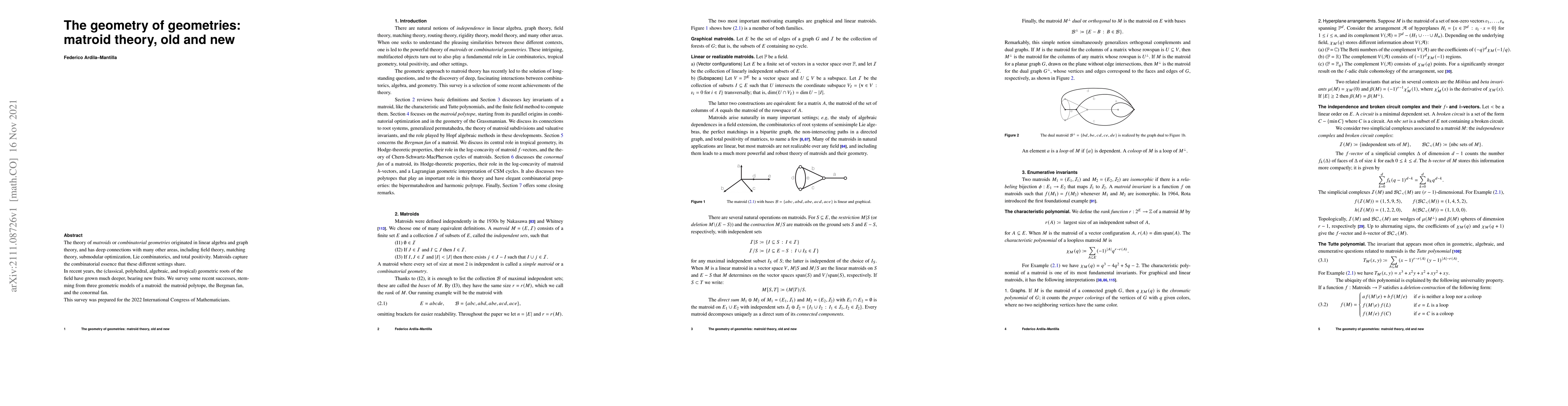 Thumbnail for The geometry of geometries: matroid theory, old and new