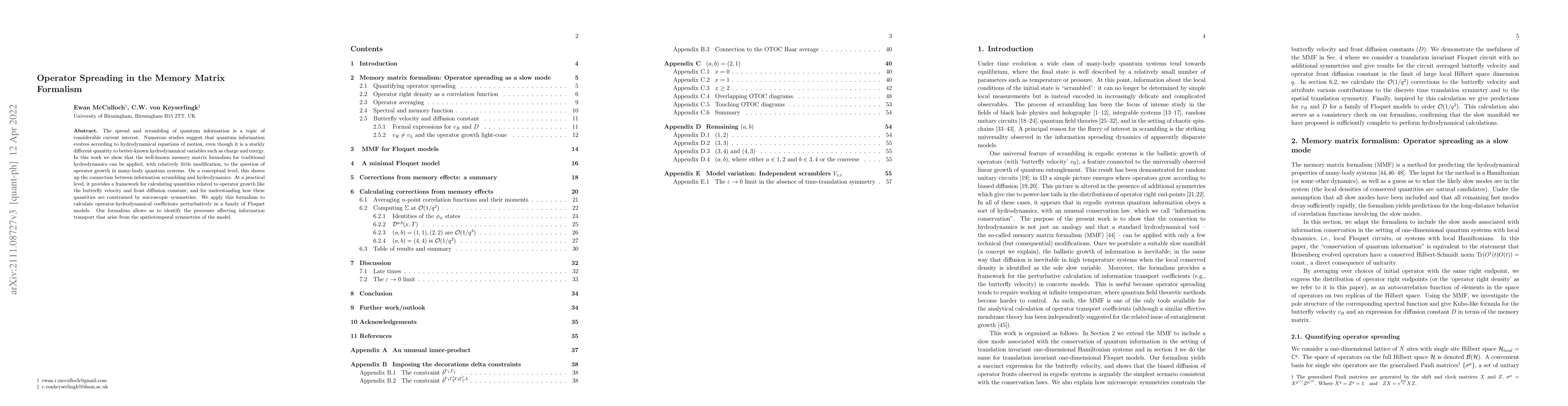Thumbnail for Operator Spreading in the Memory Matrix Formalism