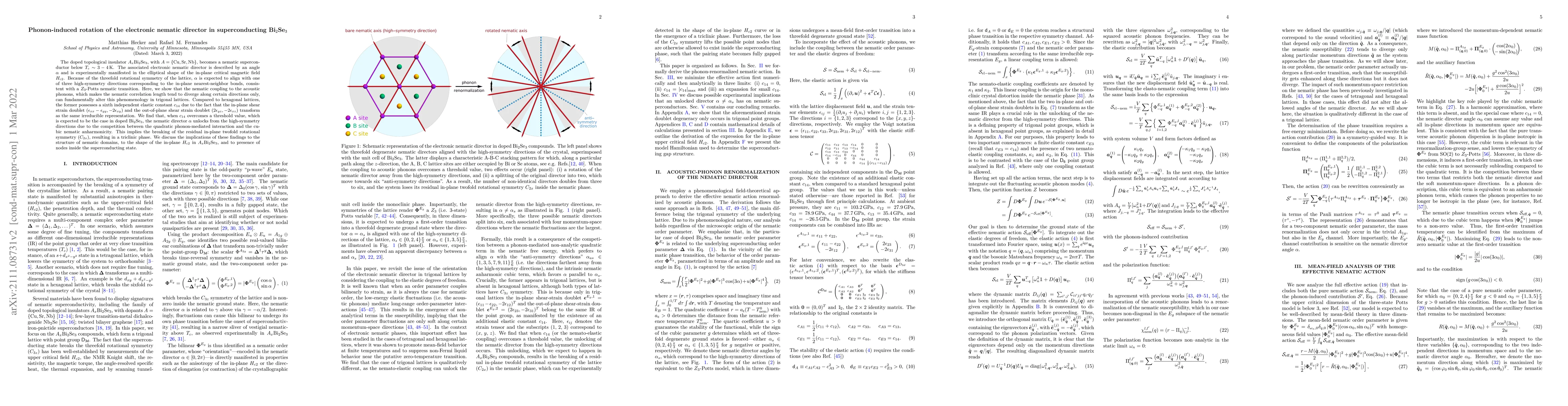 Thumbnail for Phonon-induced rotation of the electronic nematic director in
  superconducting Bi$_{2}$Se$_{3}$