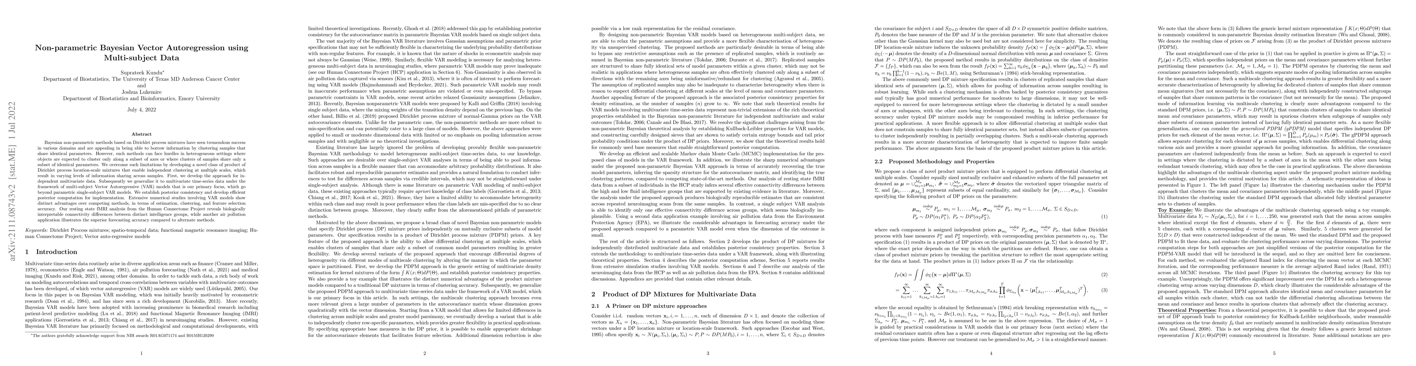 Thumbnail for Flexible Bayesian Product Mixture Models for Vector Autoregressions