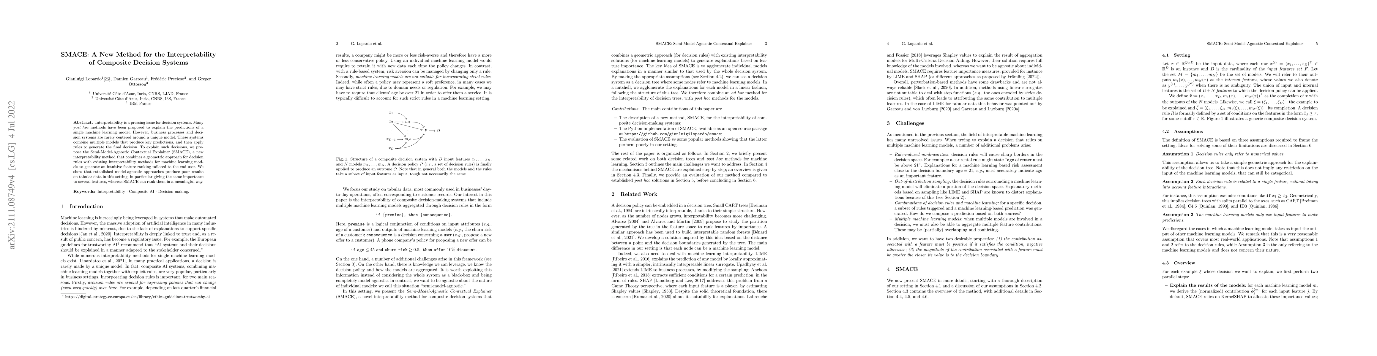 Thumbnail for SMACE: A New Method for the Interpretability of Composite Decision
  Systems