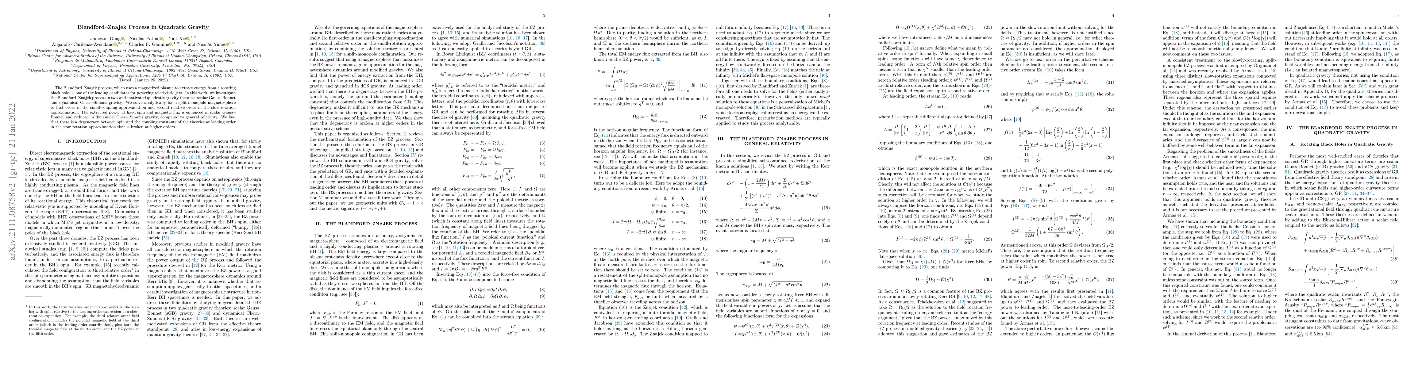 Thumbnail for Blandford-Znajek Process in Quadratic Gravity