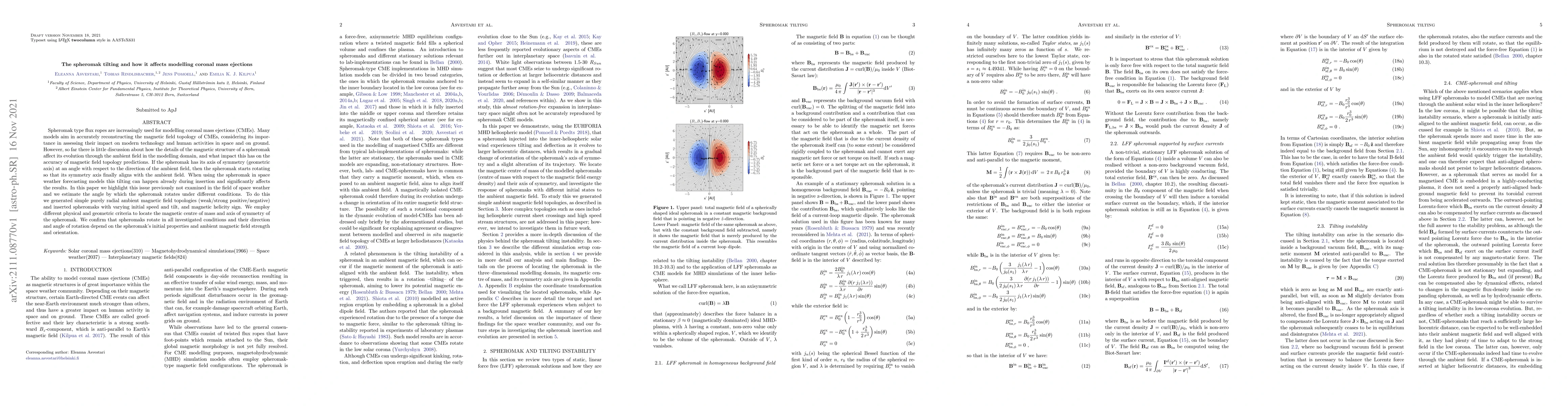 Thumbnail for The spheromak tilting and how it affects modelling coronal mass
  ejections