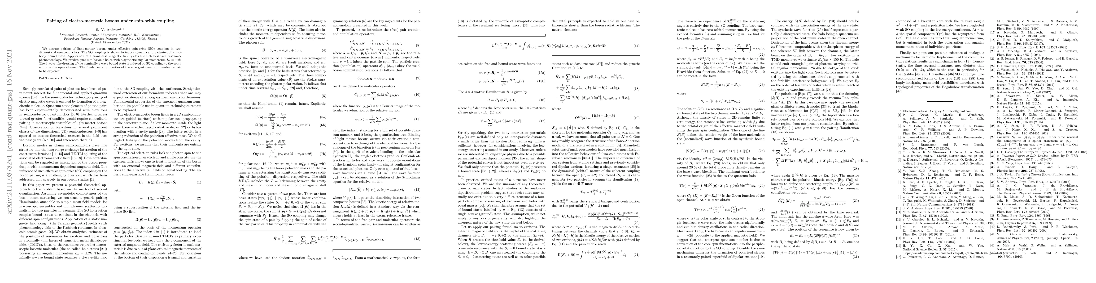 Thumbnail for Pairing of electro-magnetic bosons under spin-orbit coupling