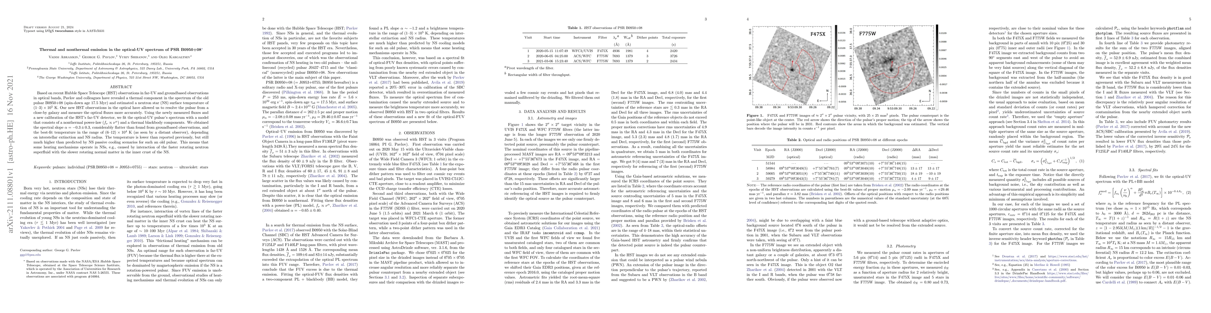 Thumbnail for Thermal and nonthermal emission in the optical-UV spectrum of PSR
  B0950+08