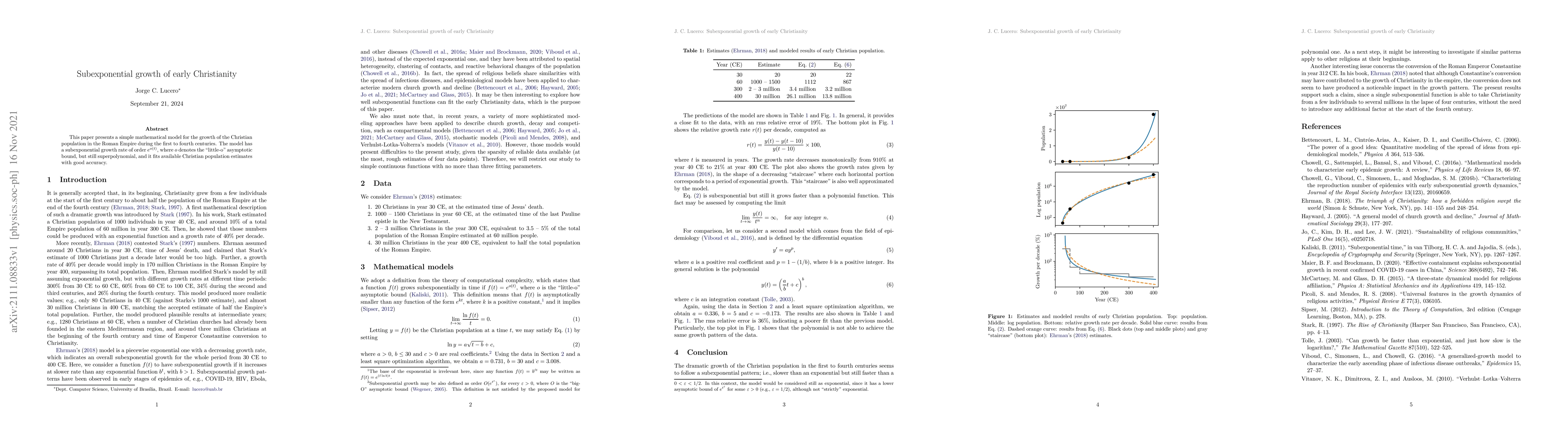 Thumbnail for Subexponential growth of early Christianity