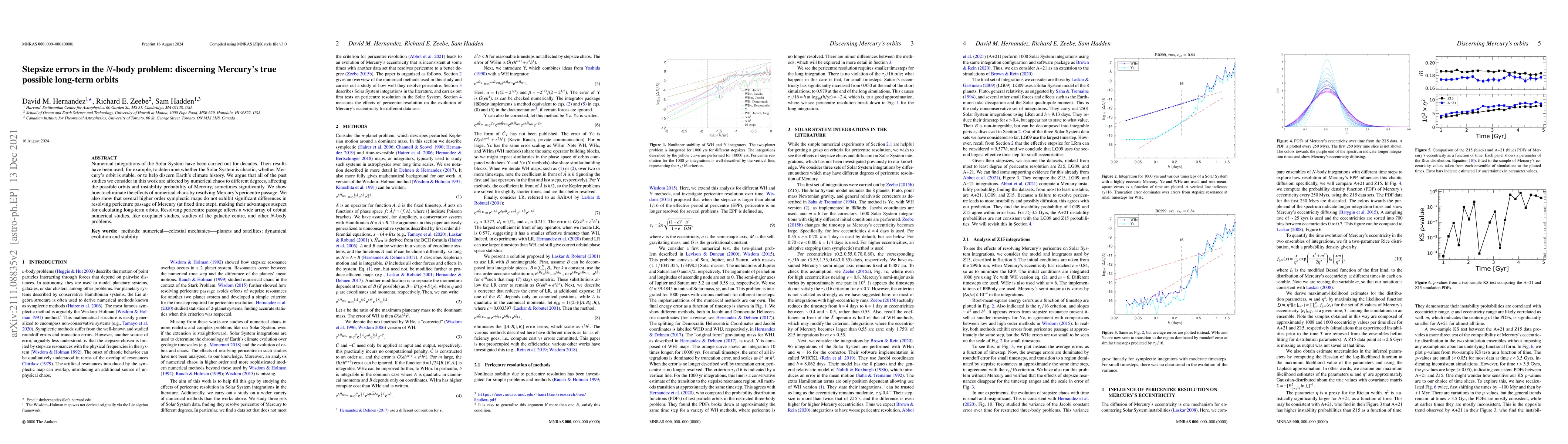 Thumbnail for Stepsize errors in the $N$-body problem: discerning Mercury's true
  possible long-term orbits