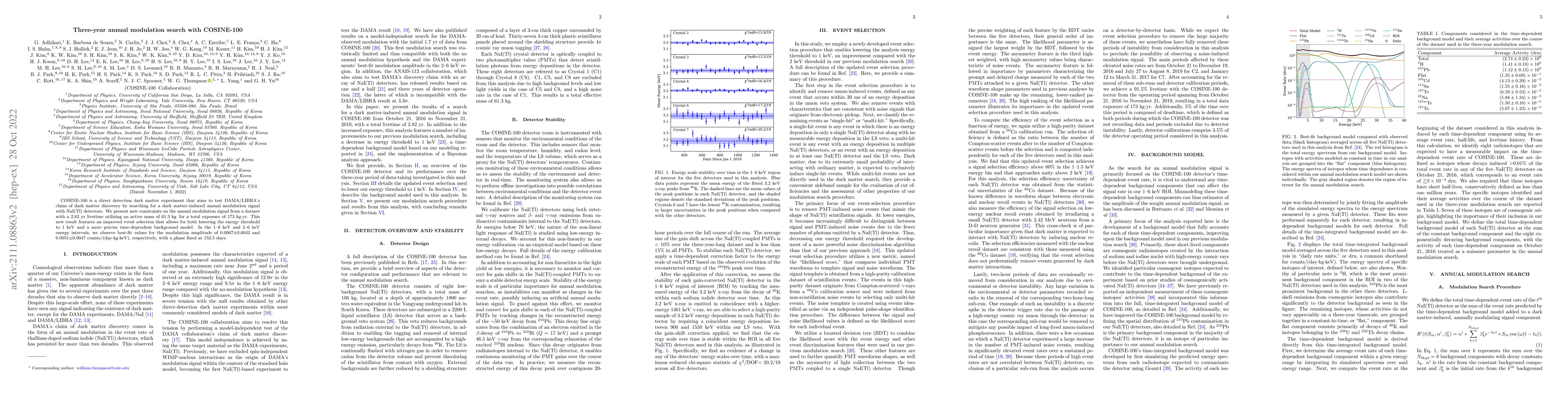 Thumbnail for Three-year annual modulation search with COSINE-100