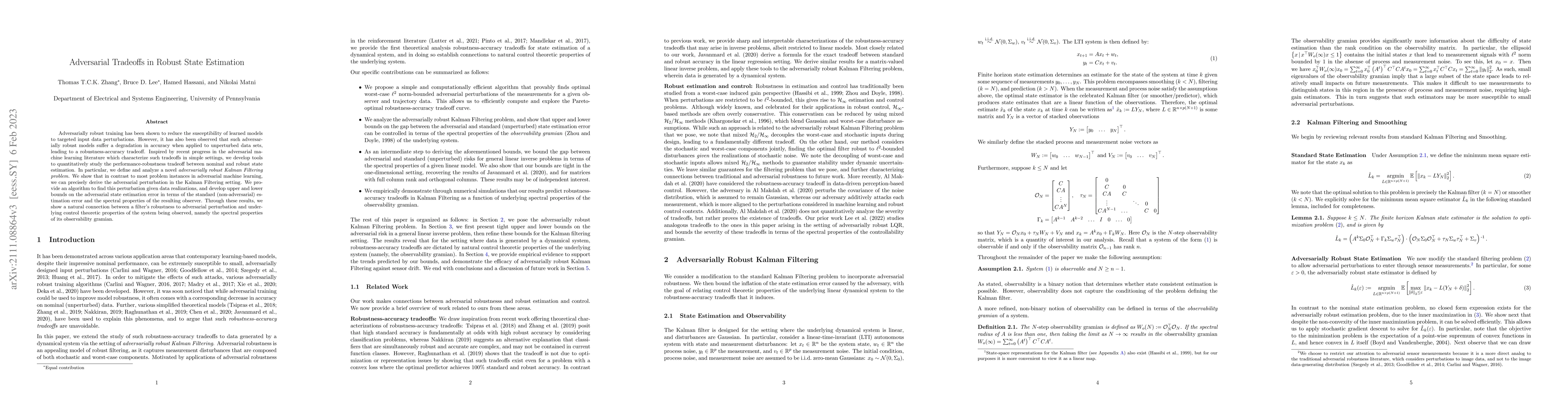 Thumbnail for Adversarial Tradeoffs in Robust State Estimation