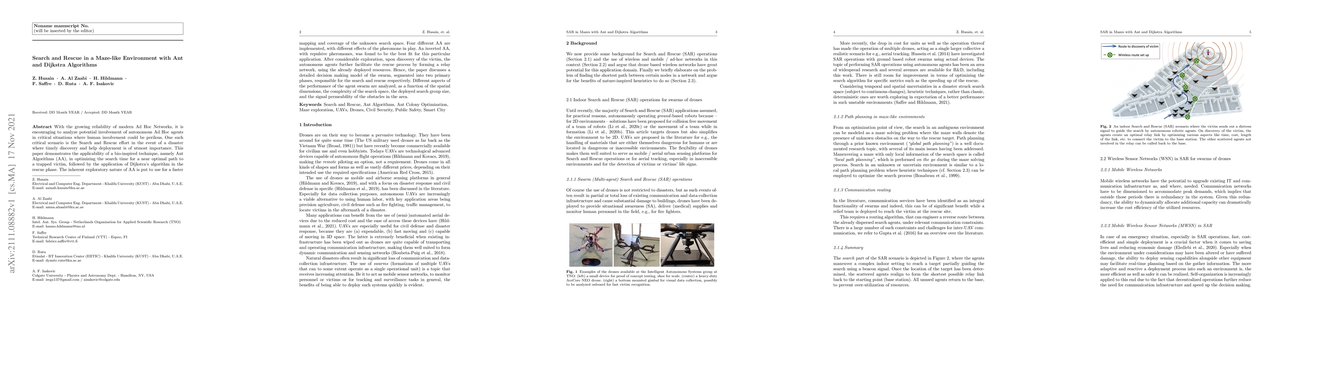 Thumbnail for Search and Rescue in a Maze-like Environment with Ant and Dijkstra
  Algorithms