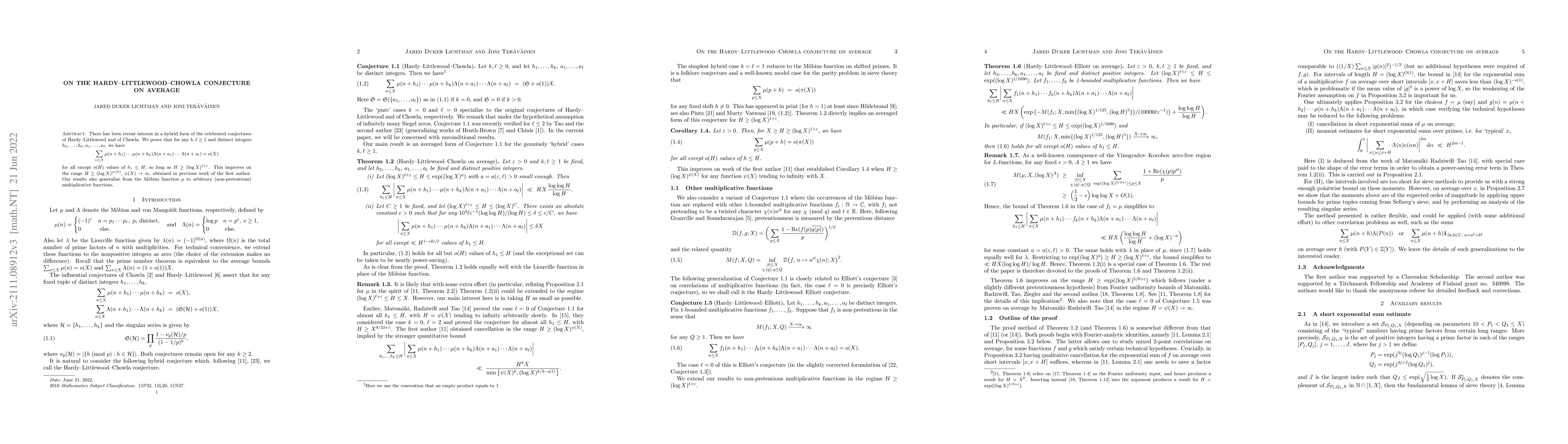 Thumbnail for On the Hardy-Littlewood-Chowla conjecture on average