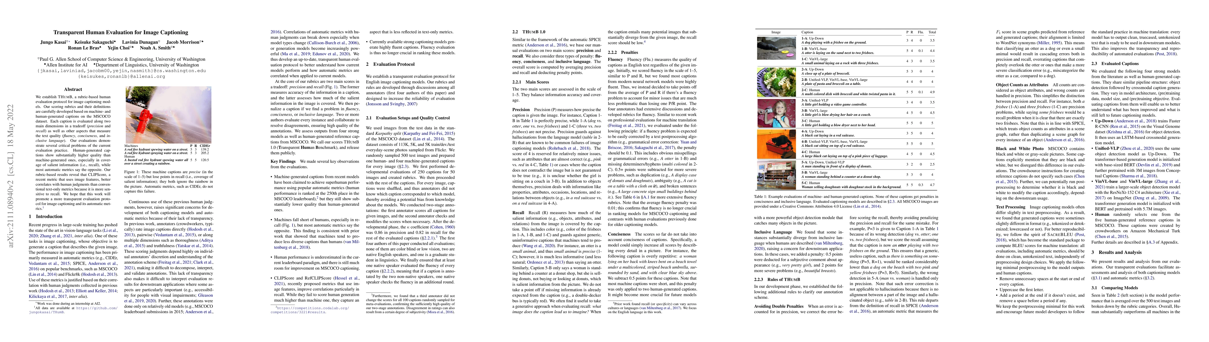 Thumbnail for Transparent Human Evaluation for Image Captioning