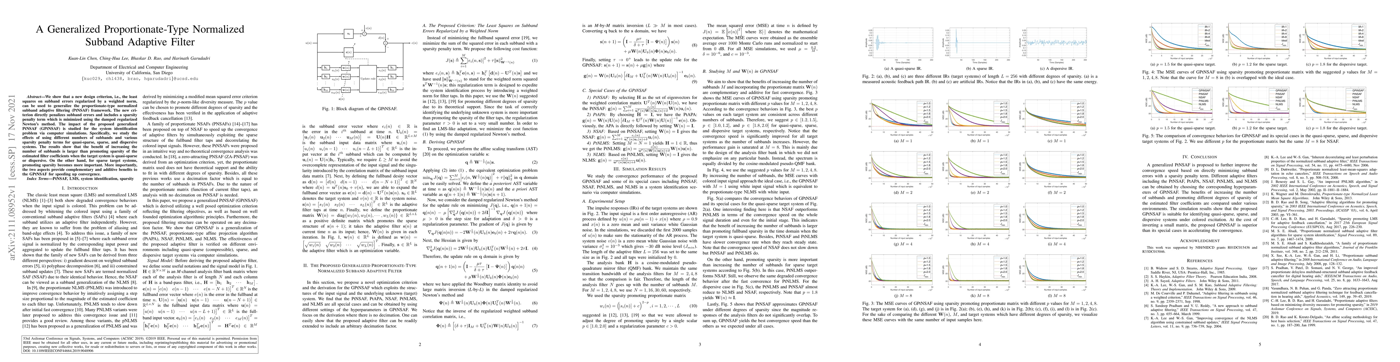 Thumbnail for A Generalized Proportionate-Type Normalized Subband Adaptive Filter