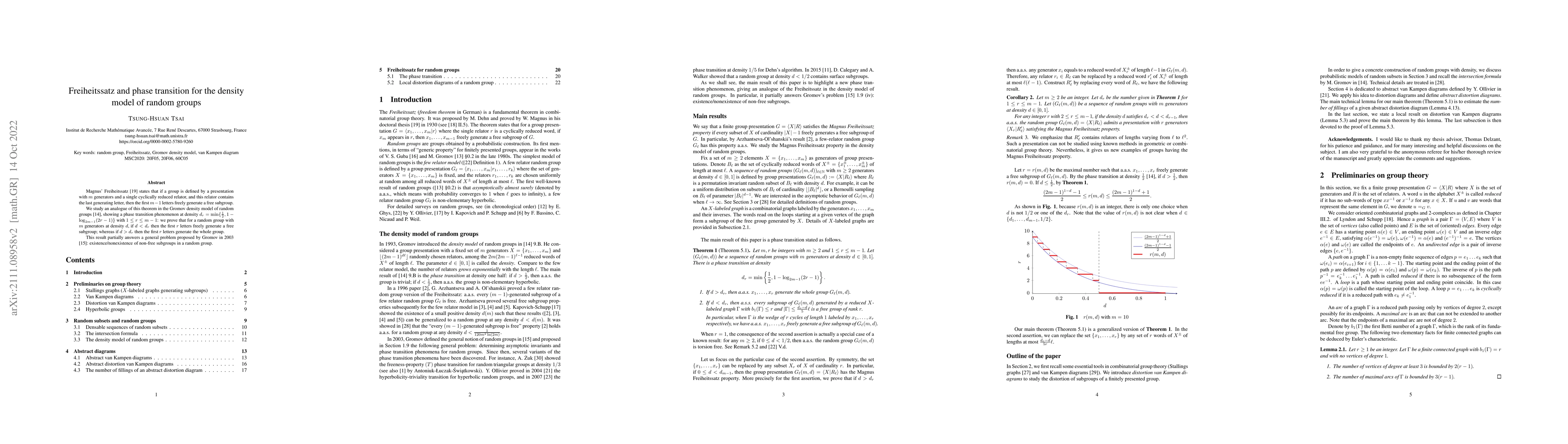 Thumbnail for Freiheitssatz and phase transition for the density model of random
  groups