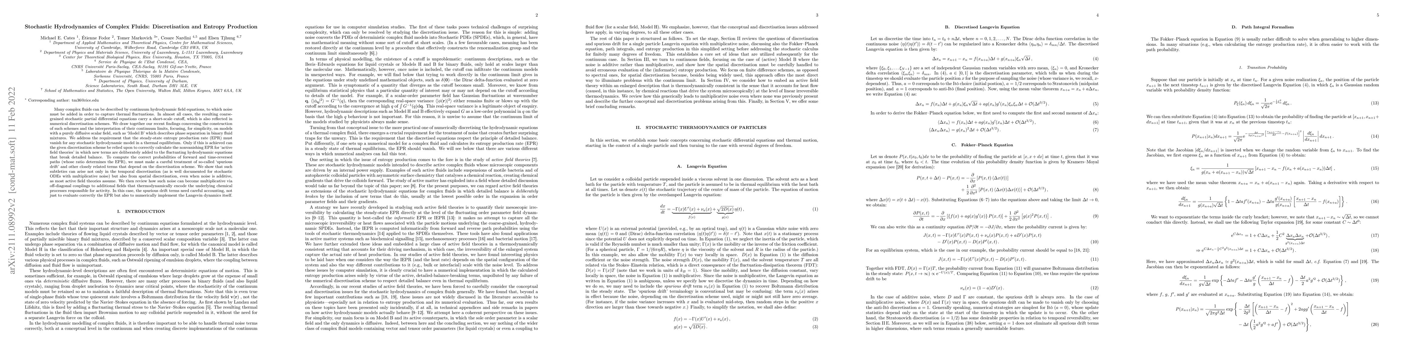 Thumbnail for Stochastic Hydrodynamics of Complex Fluids: Discretisation and Entropy
  Production