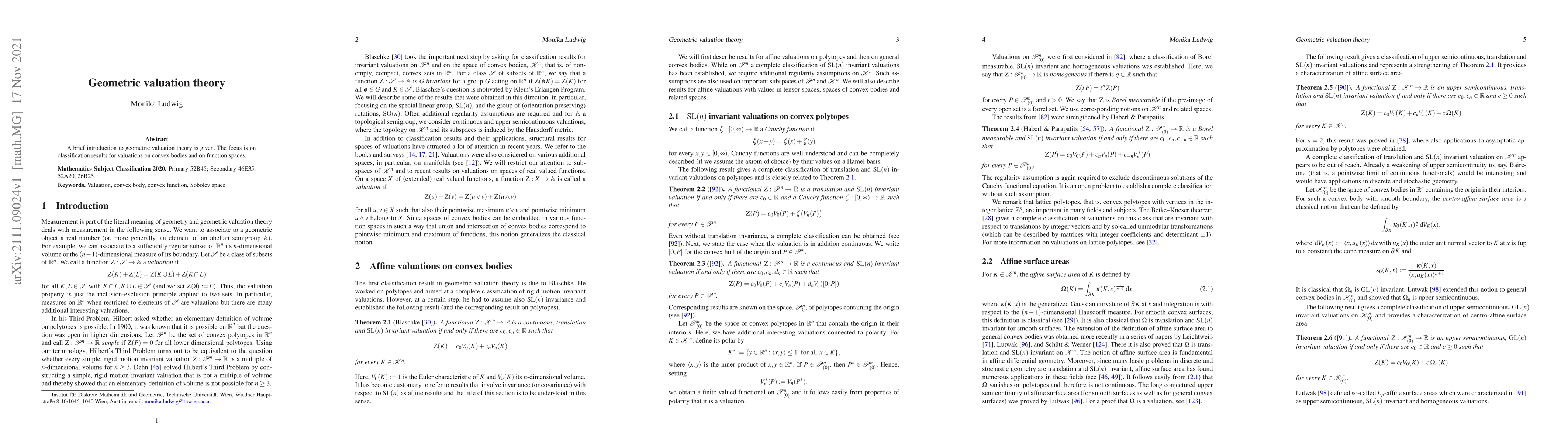 Thumbnail for Geometric valuation theory