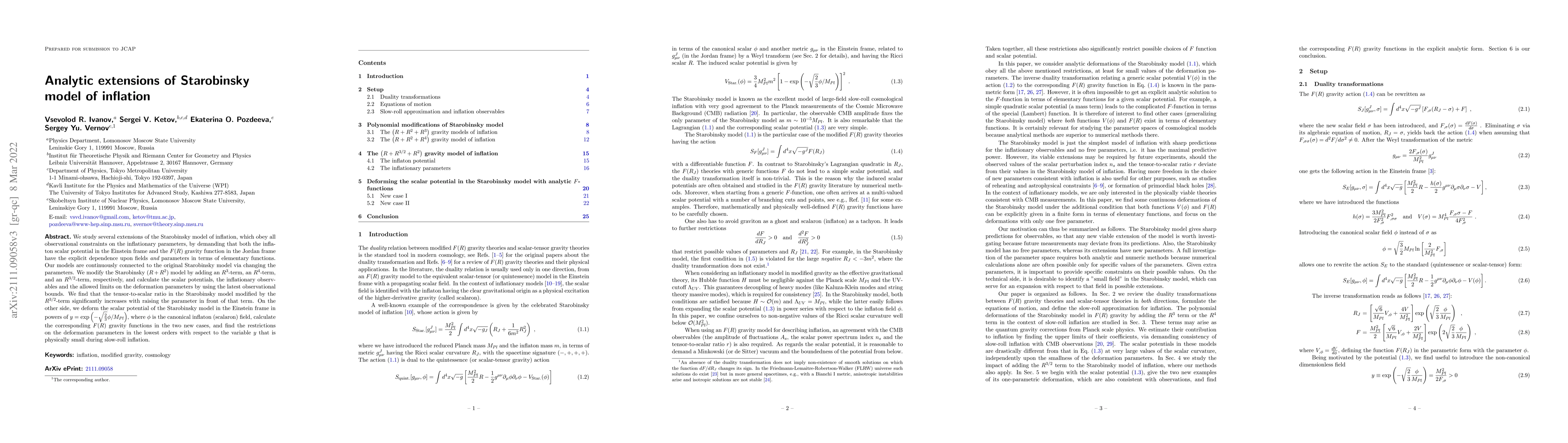Thumbnail for Analytic extensions of Starobinsky model of inflation