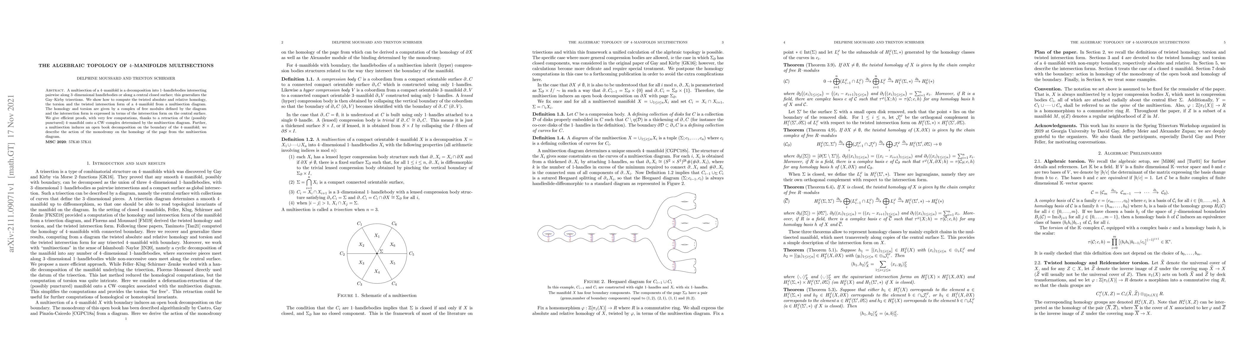 Thumbnail for The algebraic topology of 4-manifolds multisections