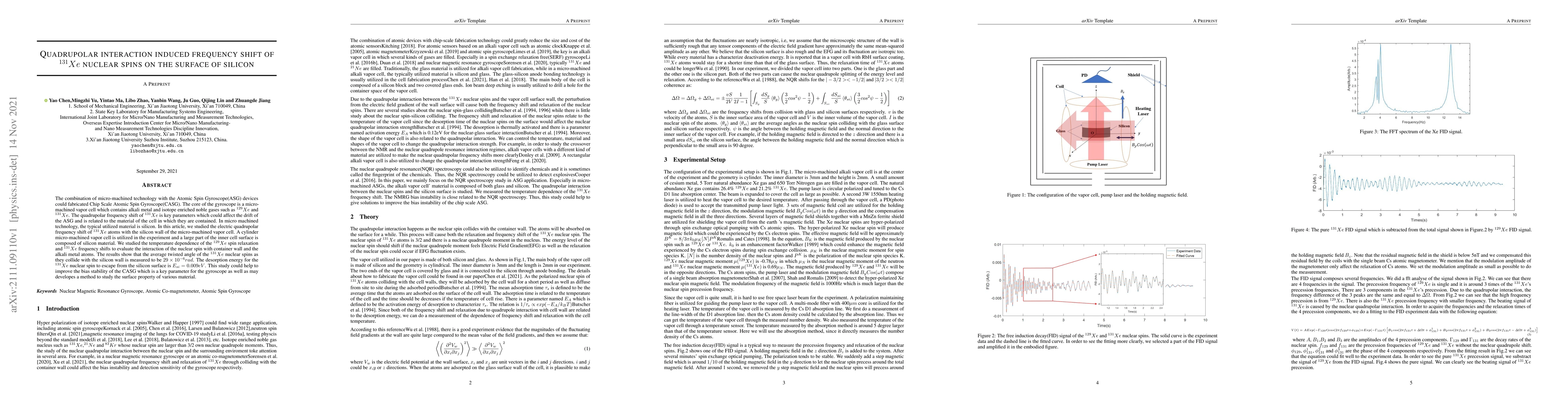 Thumbnail for Quadrupolar interaction induced frequency shift of 131Xe nuclear spins
  on the surface of silicon