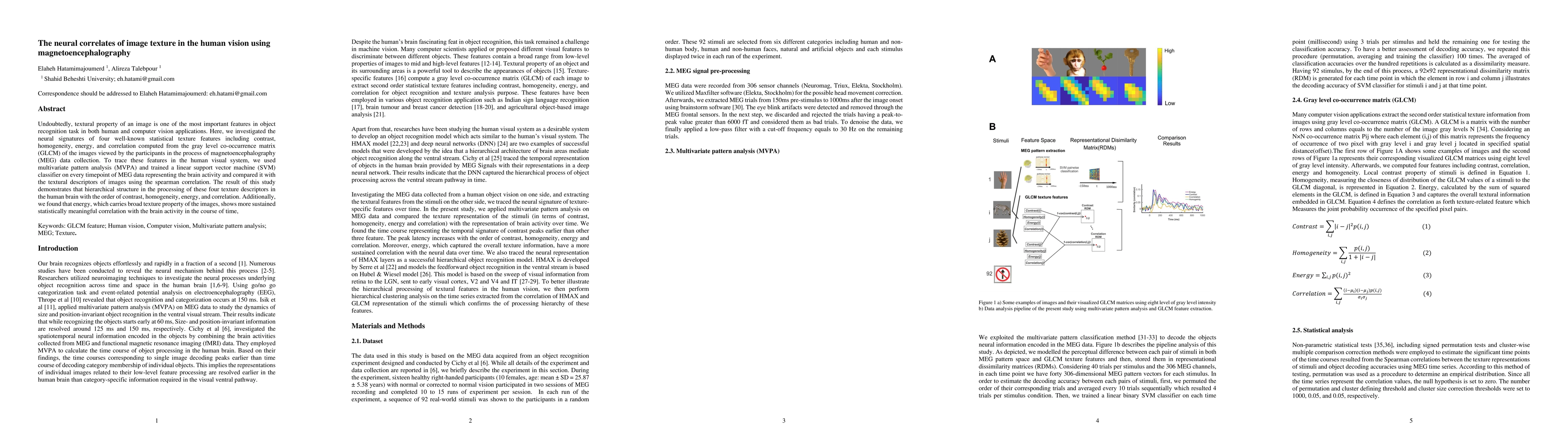 Thumbnail for The Neural Correlates of Image Texture in the Human Vision Using
  Magnetoencephalography