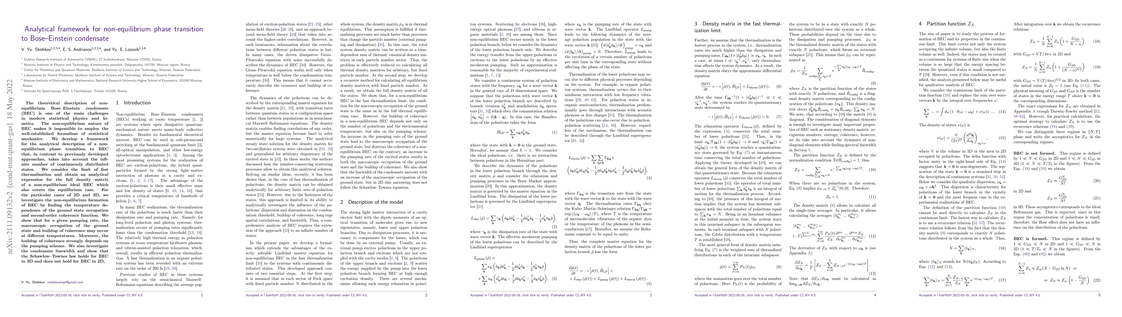 Thumbnail for Analytical framework for non-equilibrium phase transition to
  Bose--Einstein condensate