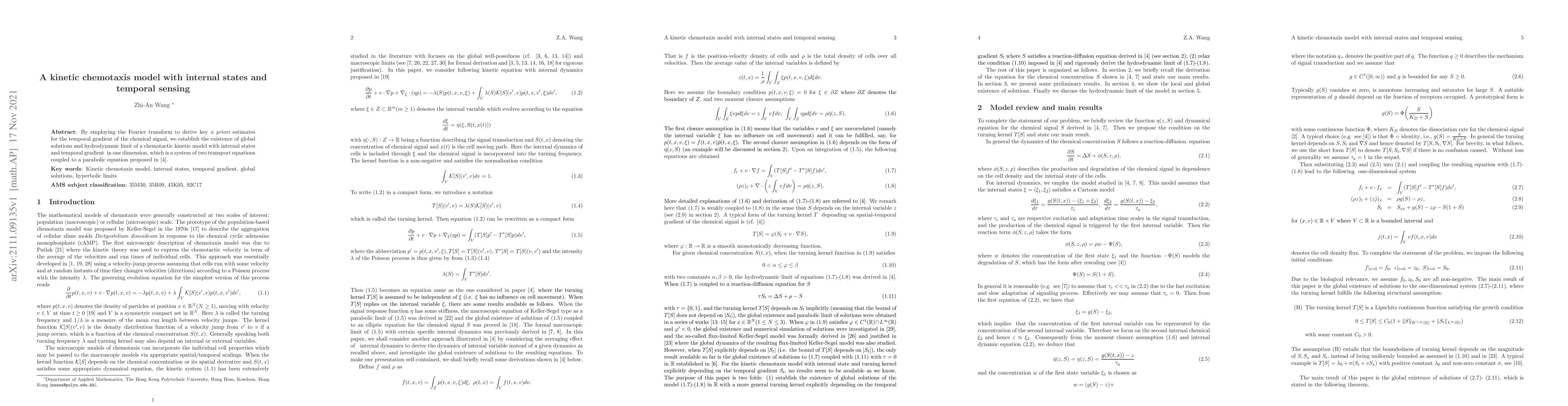 Thumbnail for A kinetic chemotaxis model with internal states and temporal sensing