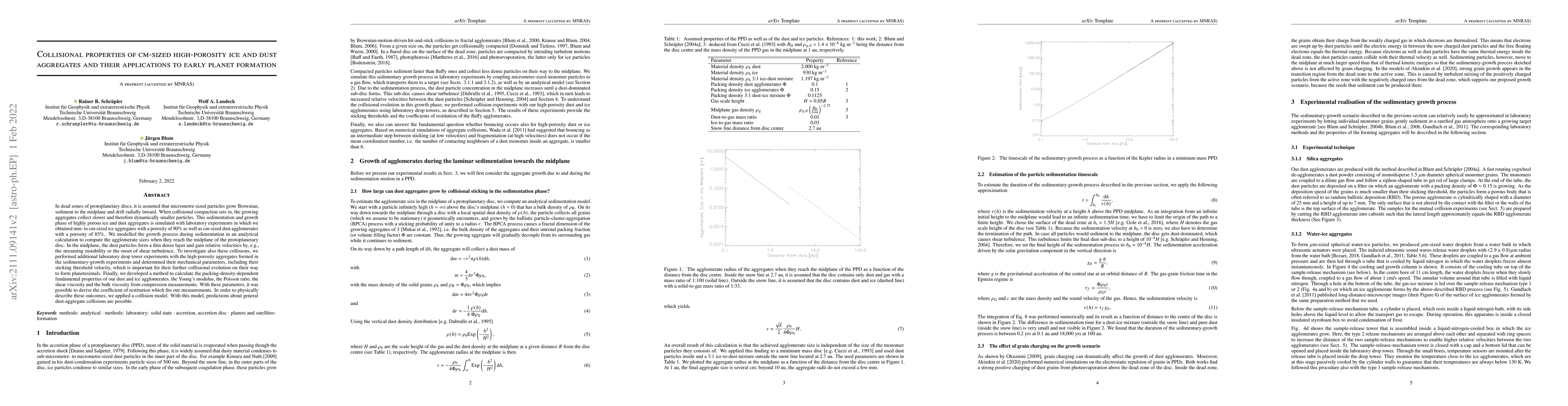 Thumbnail for Collisional properties of cm-sized high-porosity ice and dust aggregates
  and their applications to early planet formation