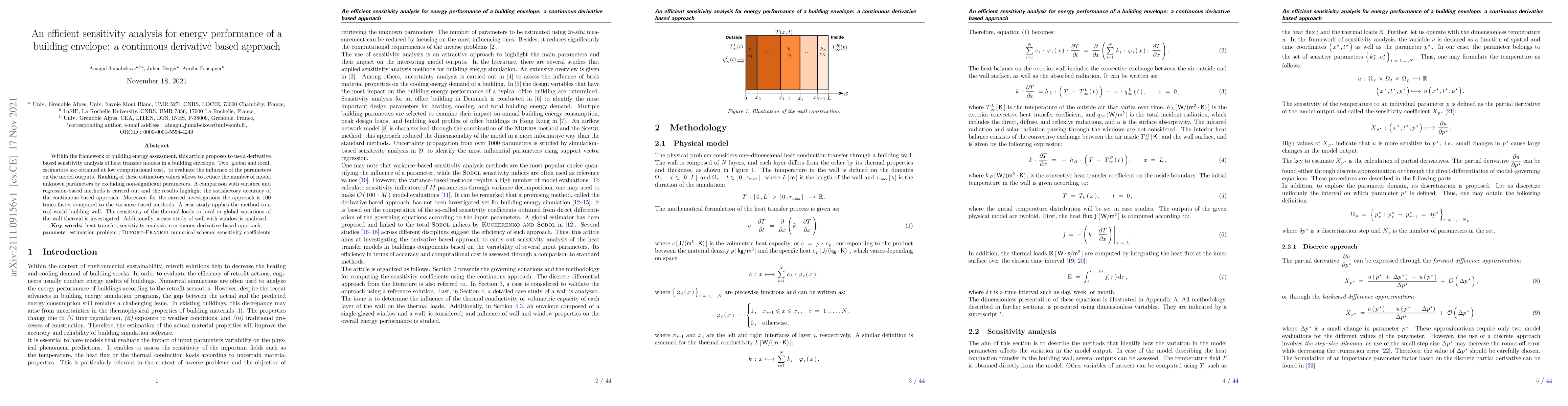 Thumbnail for An efficient sensitivity analysis for energy performance of a building
  envelope: a continuous derivative based approach