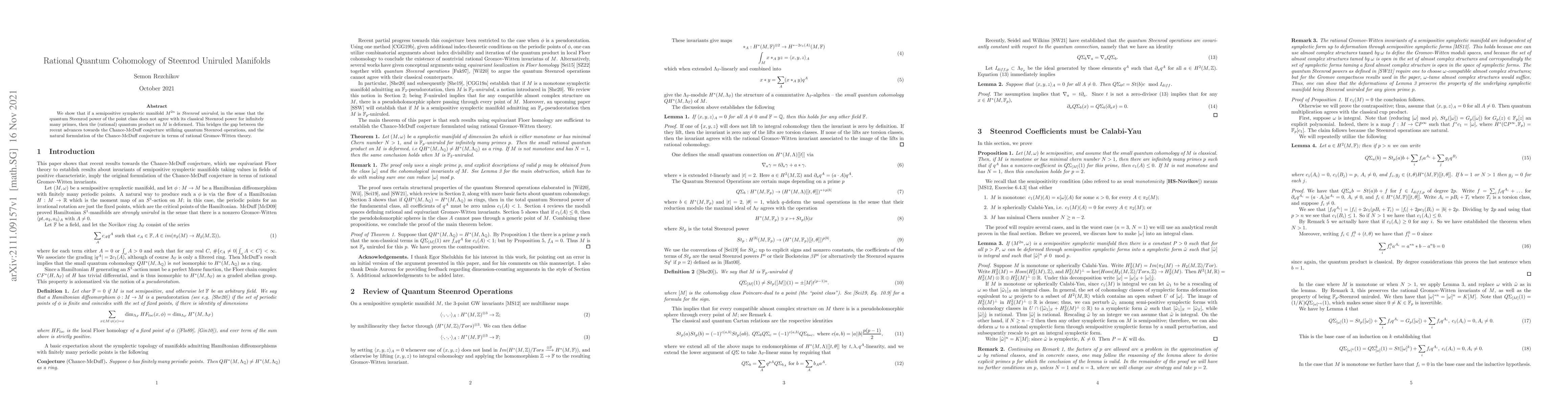 Thumbnail for Rational Quantum Cohomology of Steenrod Uniruled Manifolds