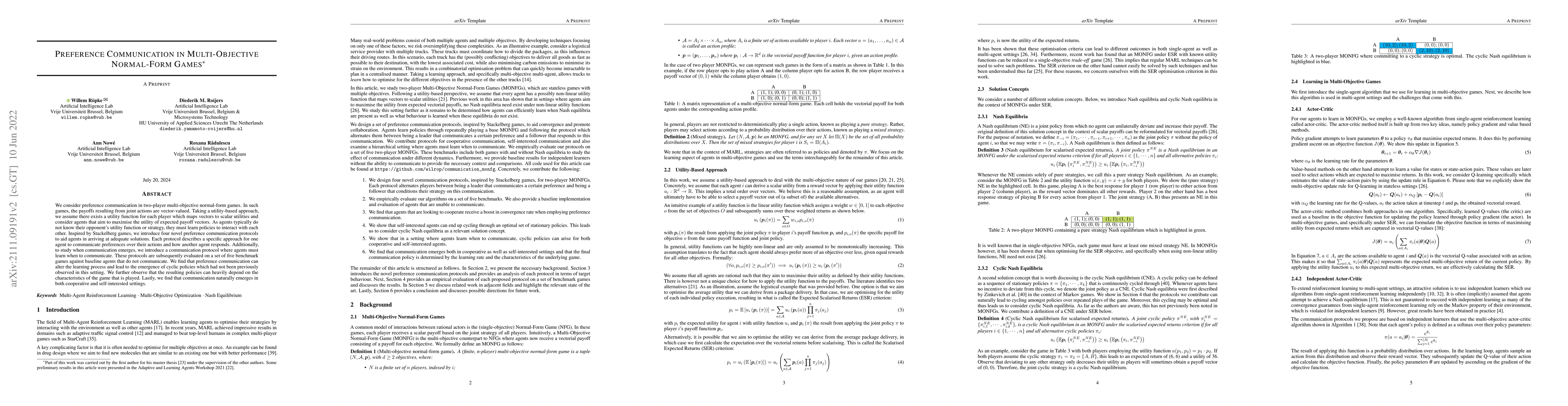 Thumbnail for Preference Communication in Multi-Objective Normal-Form Games