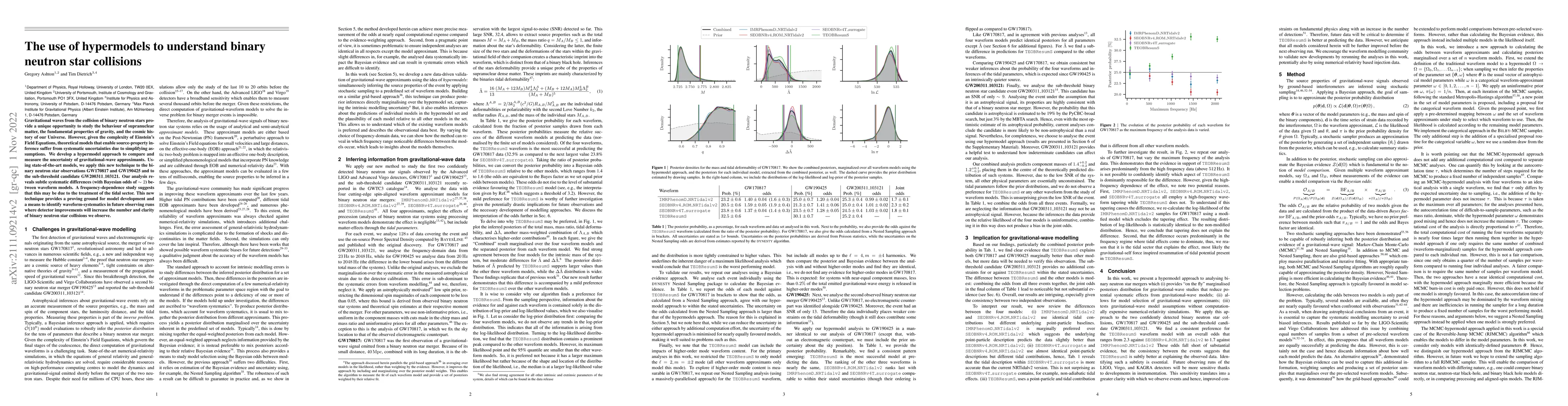 Thumbnail for Understanding binary neutron star collisions with hypermodels