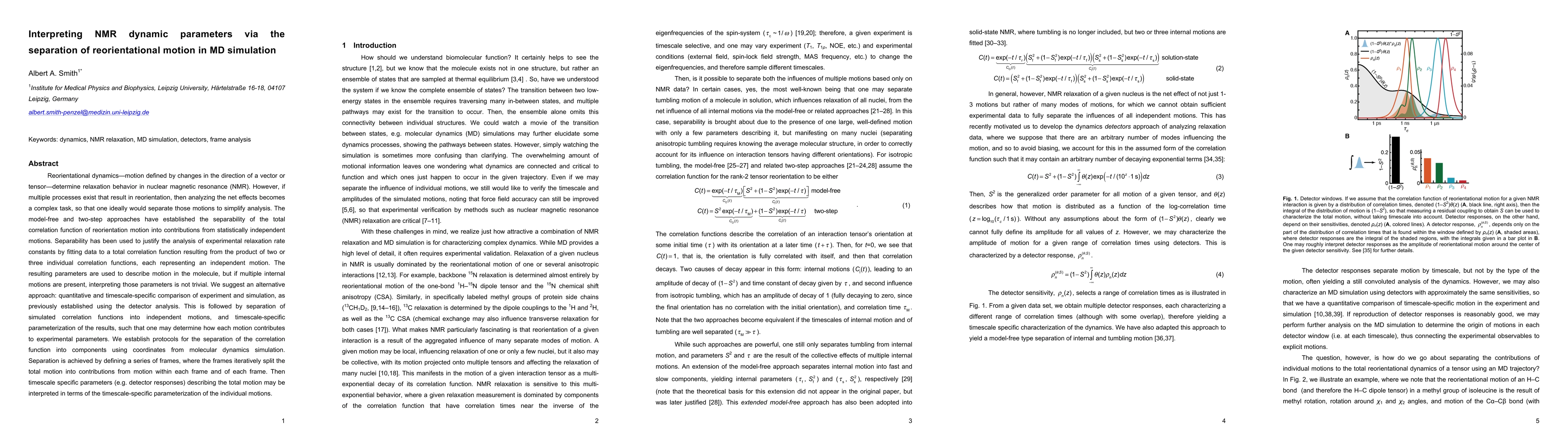 Thumbnail for Interpreting NMR dynamic parameters via the separation of
  reorientational motion in MD simulation