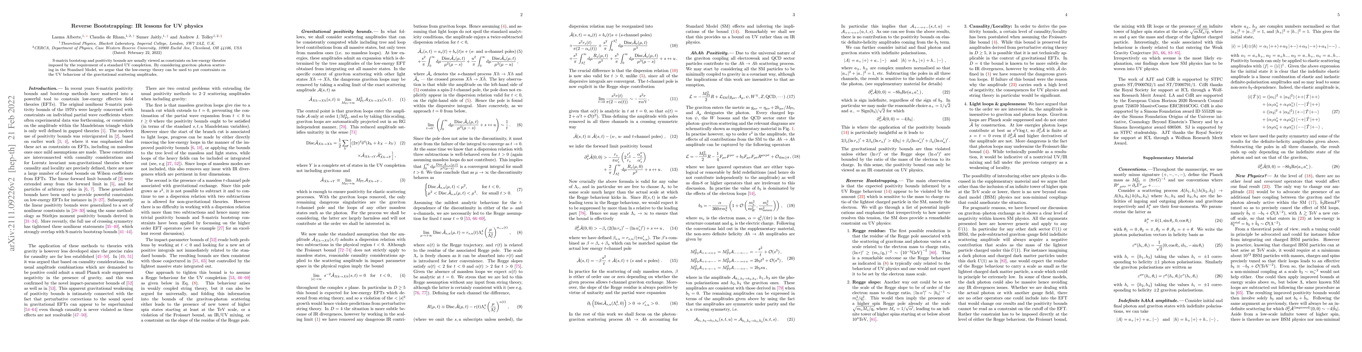 Thumbnail for Reverse Bootstrapping: IR lessons for UV physics