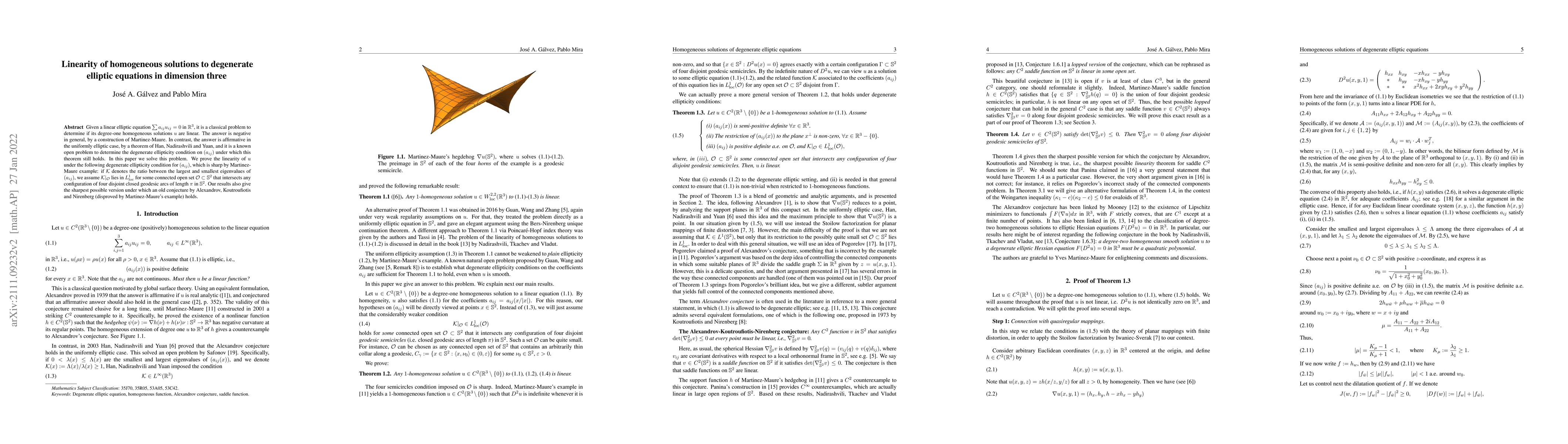 Thumbnail for Linearity of homogeneous solutions to degenerate elliptic equations in
  dimension three