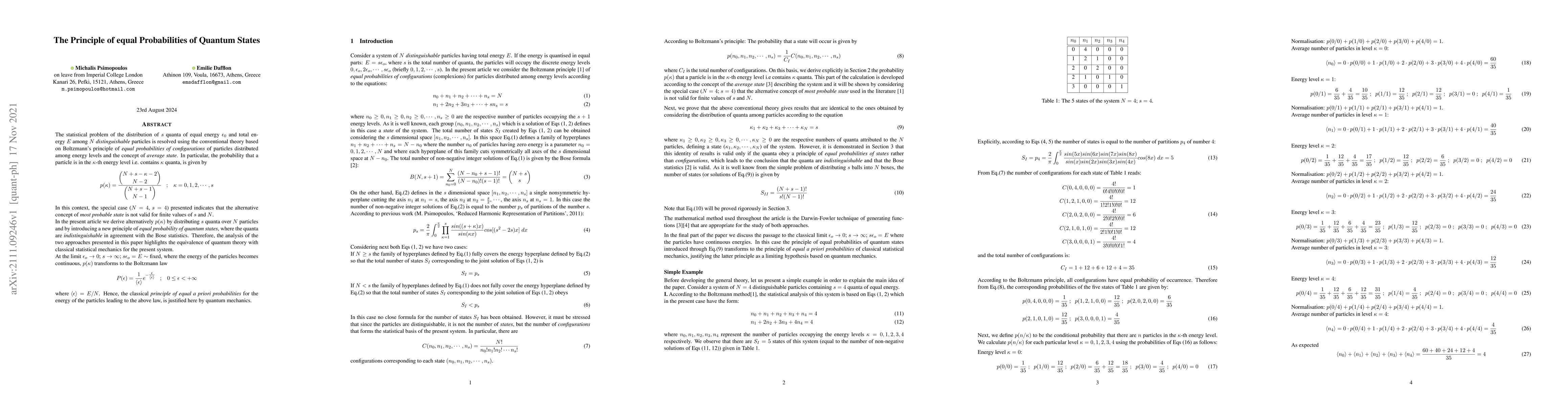 Thumbnail for The Principle of equal Probabilities of Quantum States