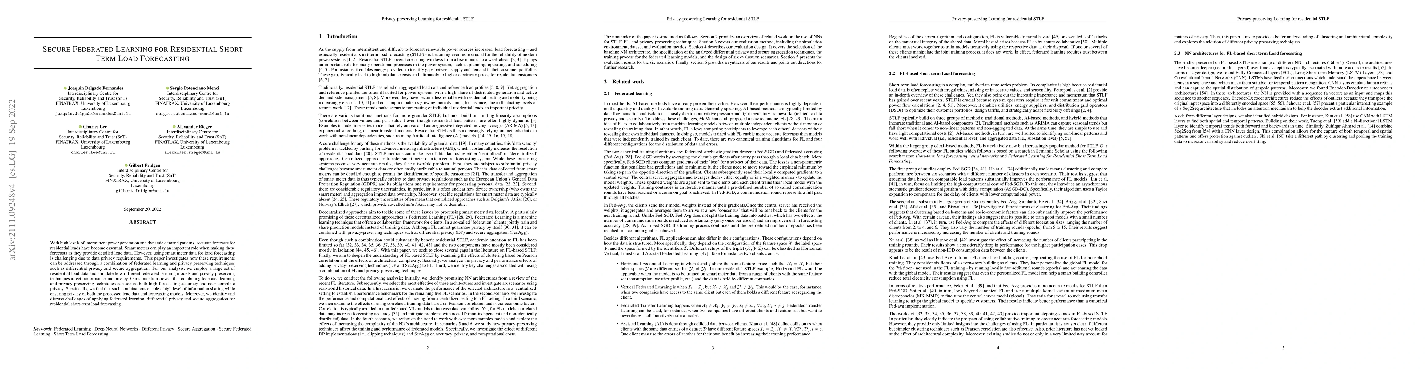 Thumbnail for Privacy-preserving Federated Learning for Residential Short Term Load
  Forecasting