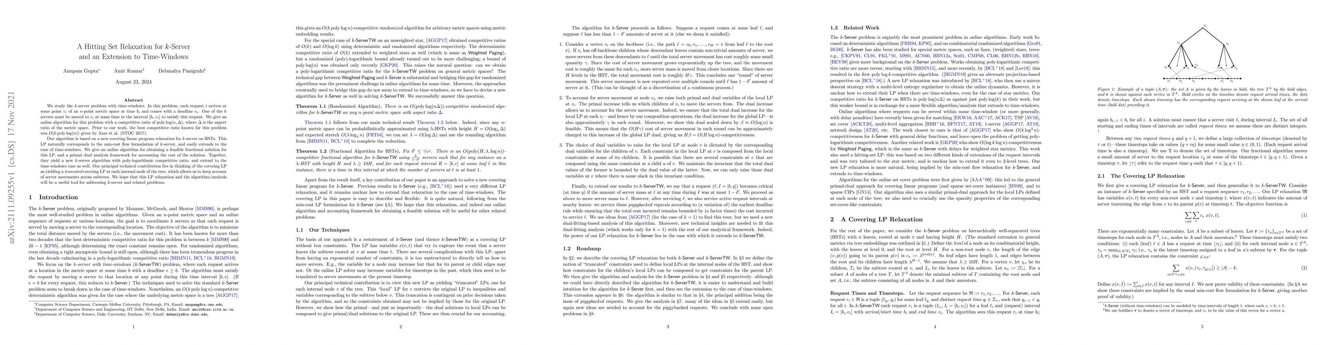 Thumbnail for A Hitting Set Relaxation for $k$-Server and an Extension to Time-Windows