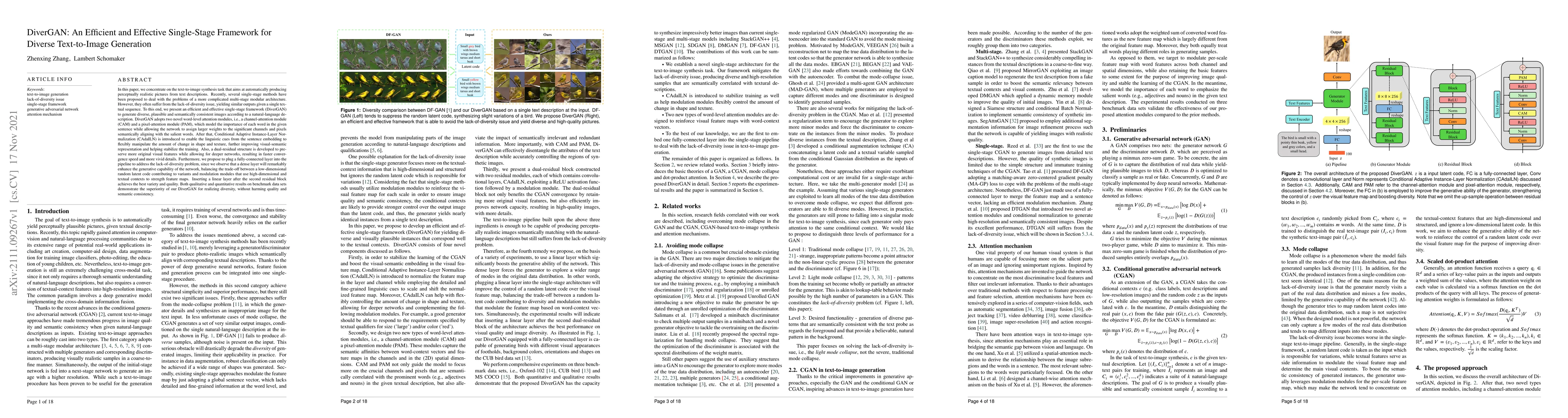 Thumbnail for DiverGAN: An Efficient and Effective Single-Stage Framework for Diverse
  Text-to-Image Generation