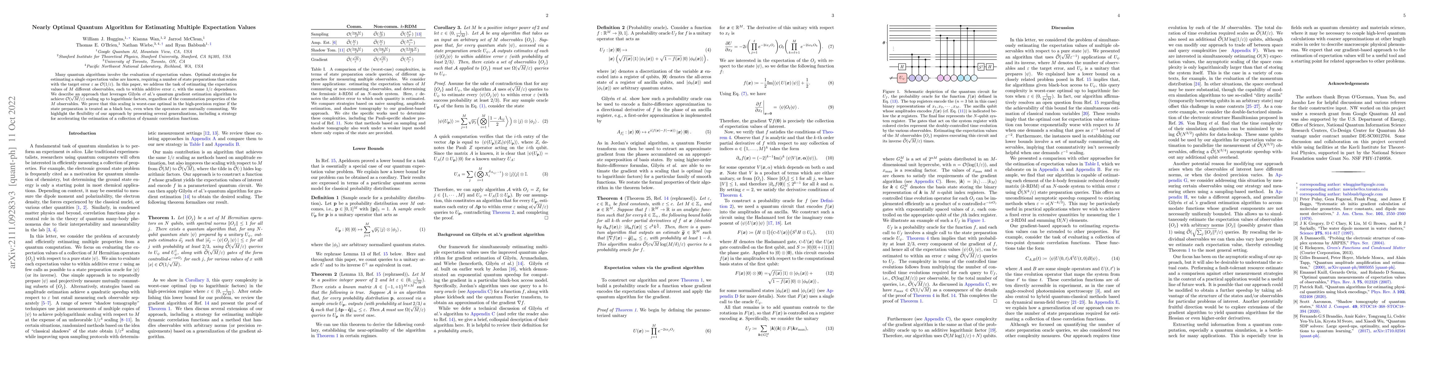 Thumbnail for Nearly Optimal Quantum Algorithm for Estimating Multiple Expectation
  Values