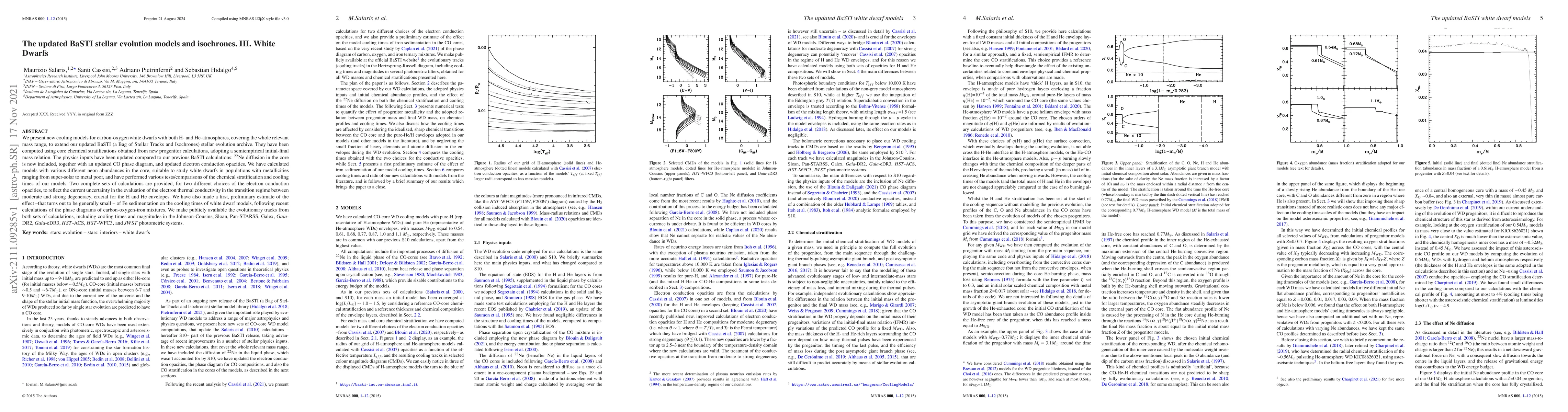 Thumbnail for The updated BaSTI stellar evolution models and isochrones. III. White
  Dwarfs