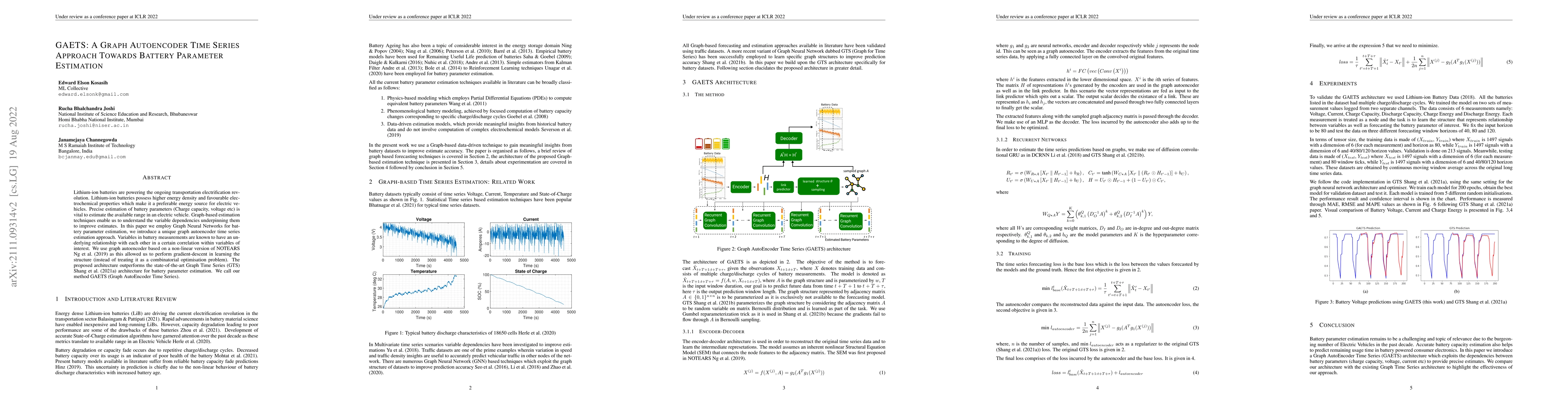 Thumbnail for GAETS: A Graph Autoencoder Time Series Approach Towards Battery
  Parameter Estimation