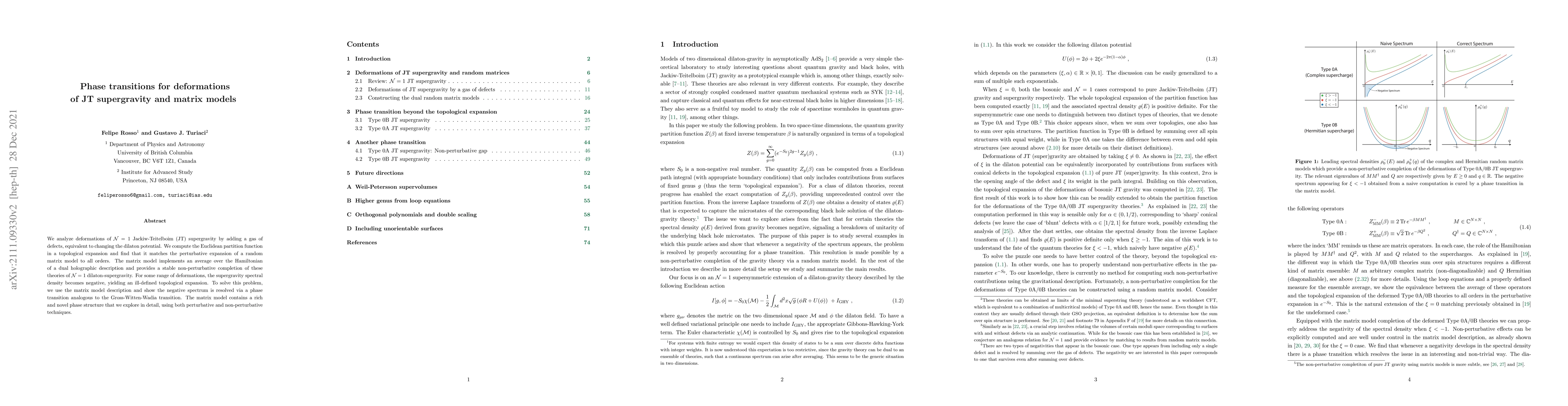 Thumbnail for Phase transitions for deformations of JT supergravity and matrix models