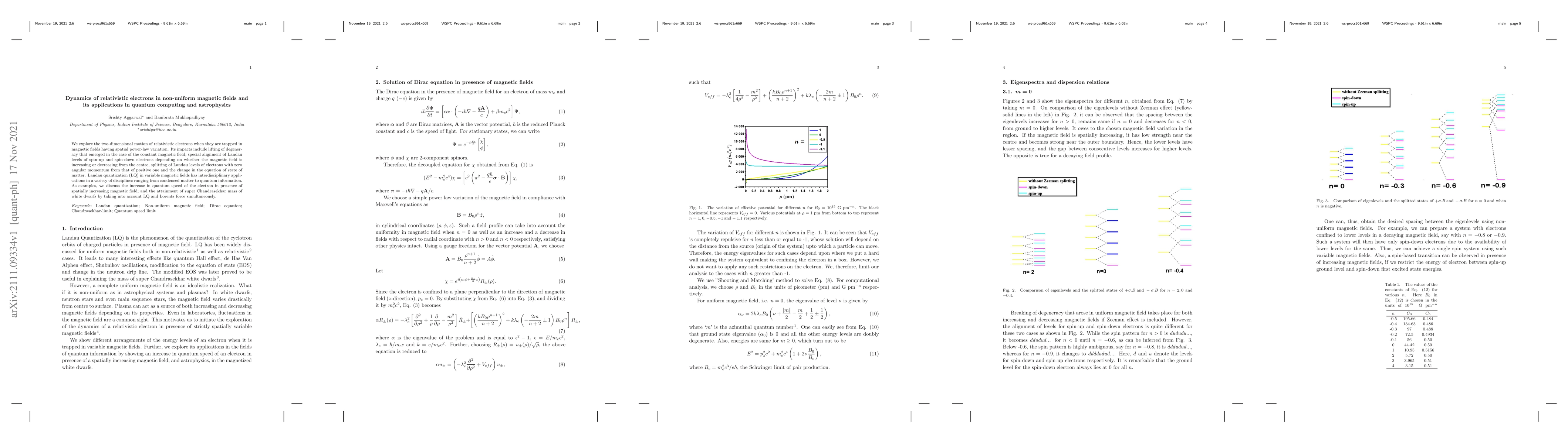 Thumbnail for Dynamics of relativistic electrons in non-uniform magnetic fields and
  its applications in quantum computing and astrophysics