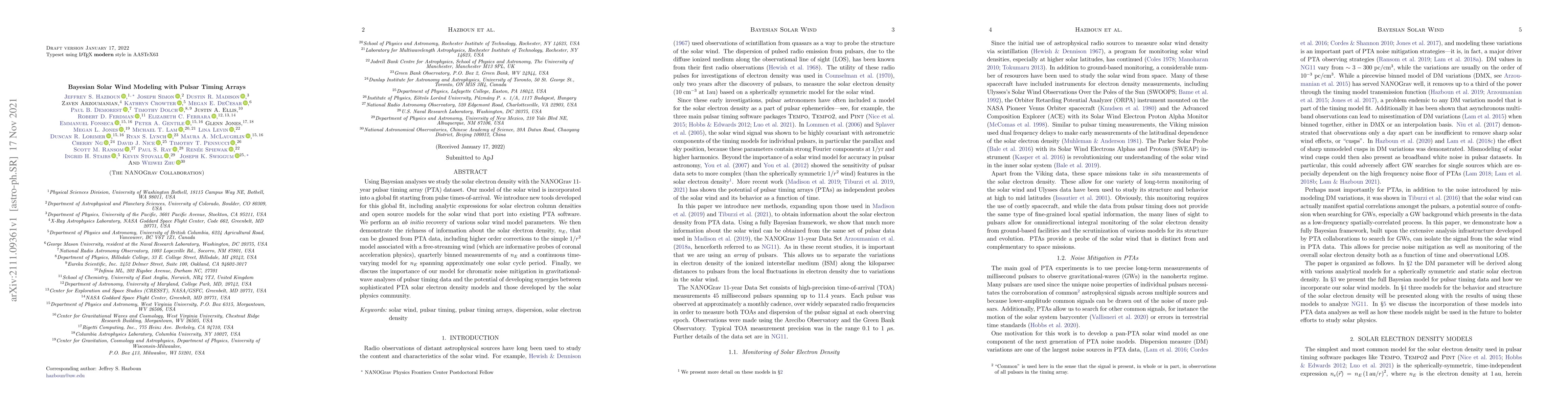 Thumbnail for Bayesian Solar Wind Modeling with Pulsar Timing Arrays