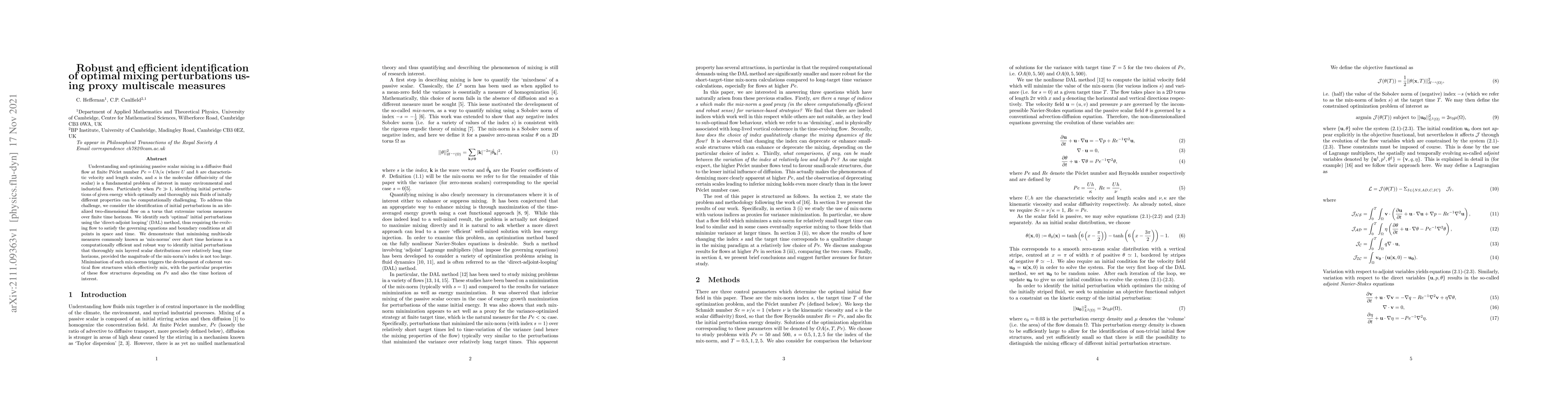 Thumbnail for Robust and efficient identification of optimal mixing perturbations
  using proxy multiscale measures