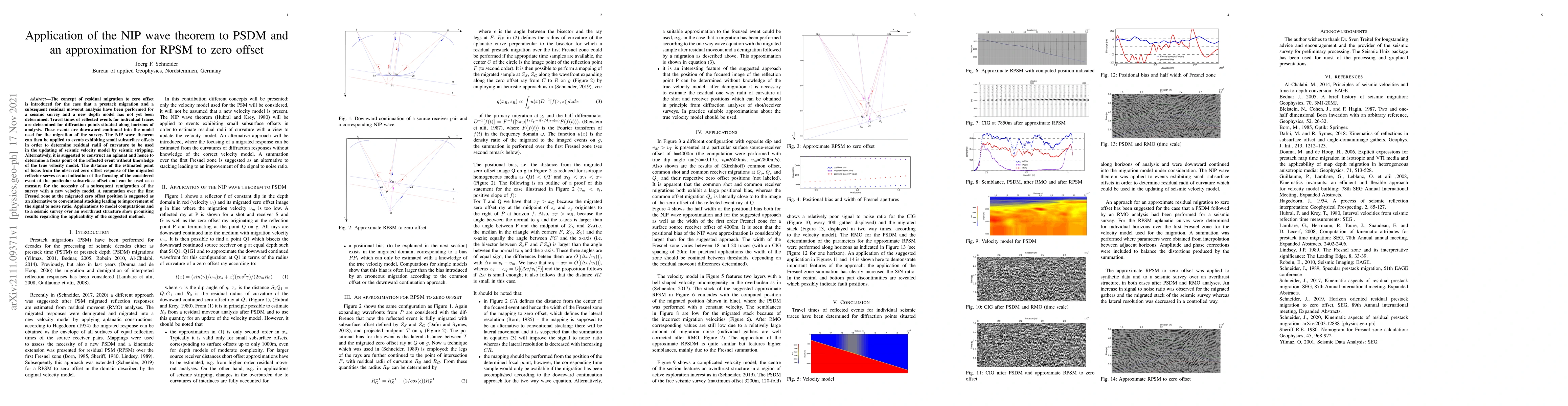 Thumbnail for Application of the NIP wave theorem to PSDM and an approximation for
  RPSM to zero offset