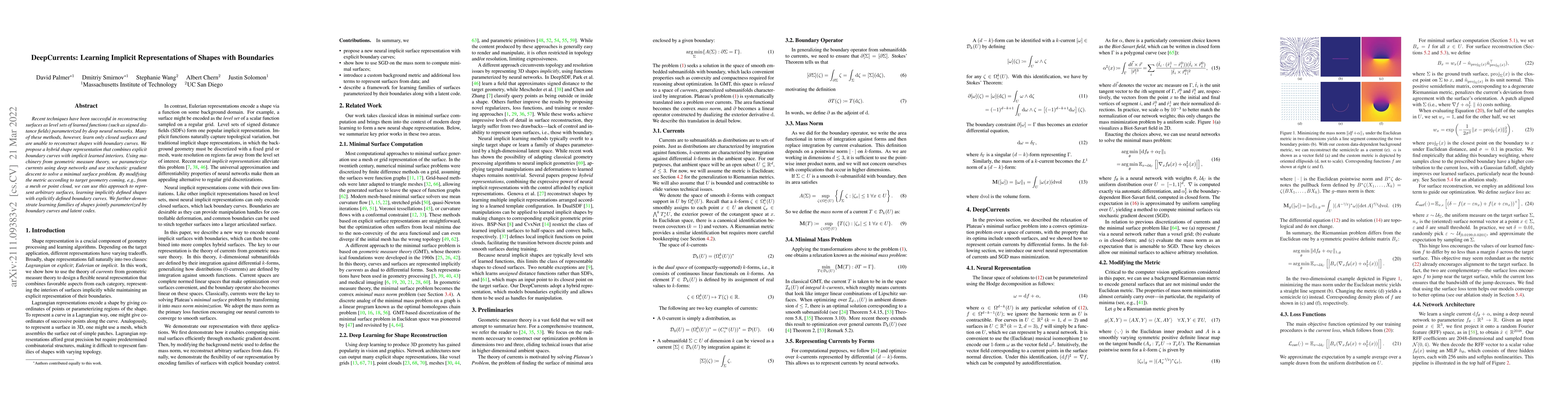Thumbnail for DeepCurrents: Learning Implicit Representations of Shapes with
  Boundaries