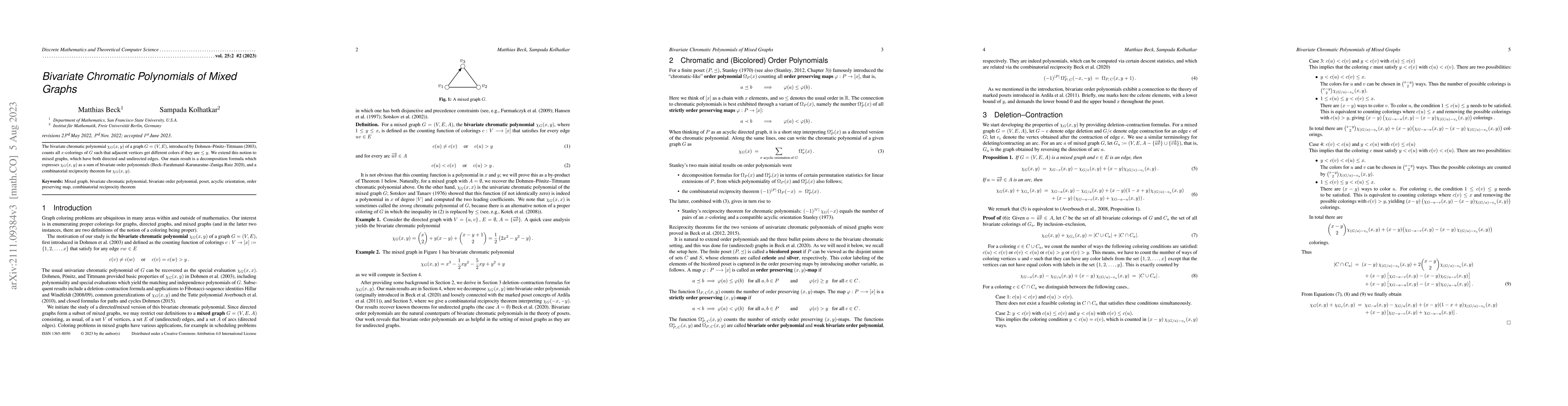 Thumbnail for Bivariate Chromatic Polynomials of Mixed Graphs