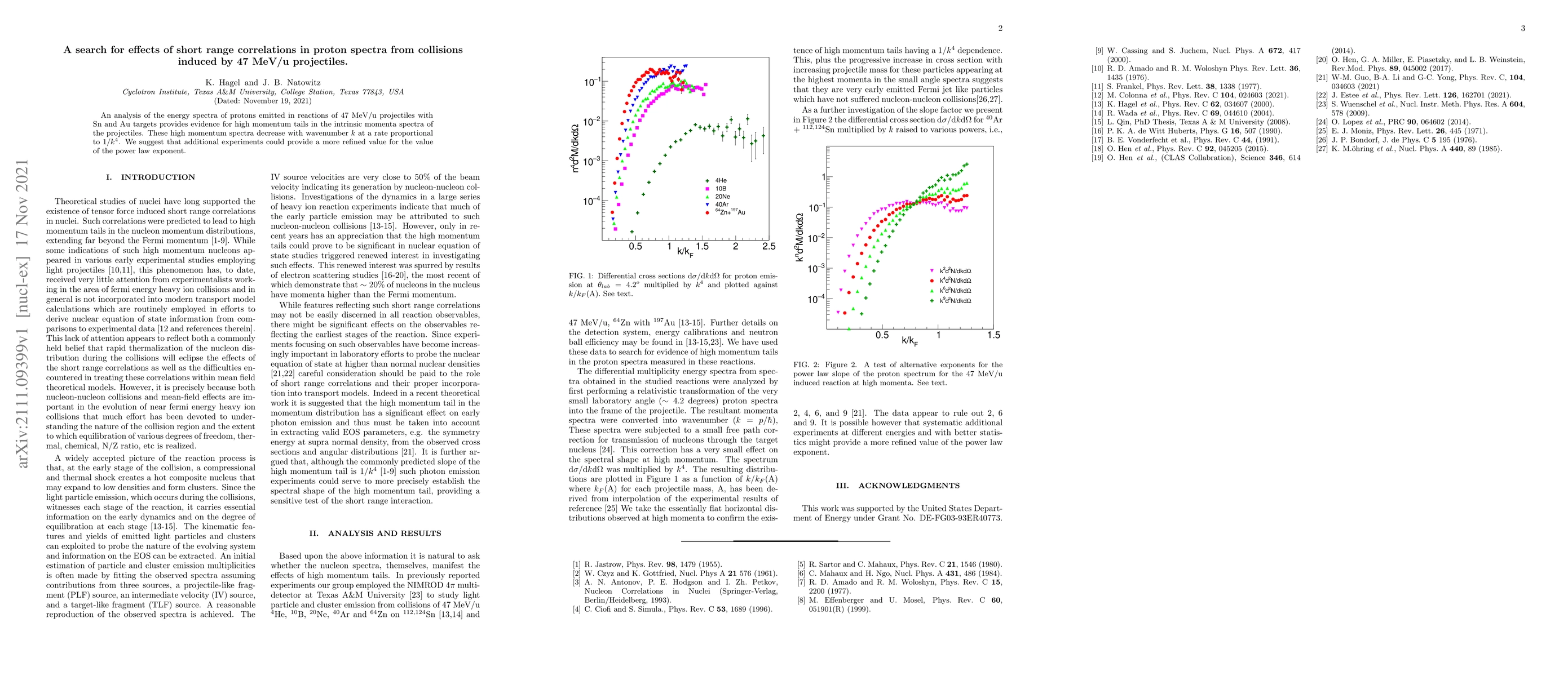 Thumbnail for A search for effects of short range correlations in proton spectra from
  collisions induced by 47 MeV/u projectiles